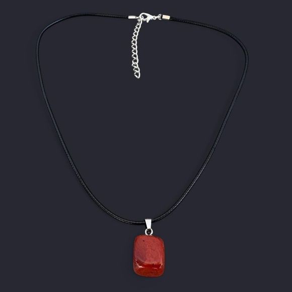 Red Jasper Stone Pendant Necklace - Picture 2 of 3